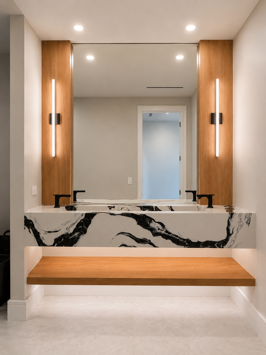 Statement marble floating vanity | Sunshine Alliance, South Florida