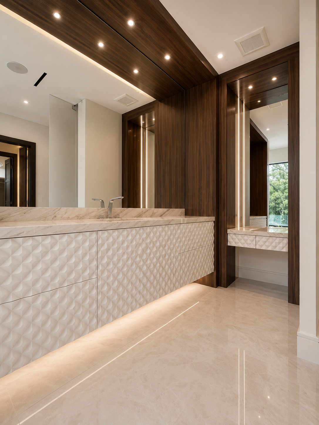Textured-tile master bath vanity | Sunshine Alliance, Boca Raton FL