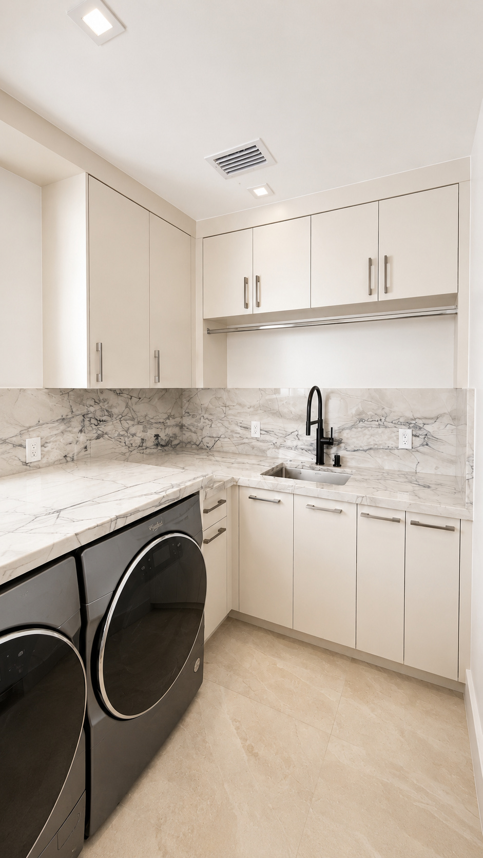 Sleek modern laundry built-ins | Sunshine Alliance, Boca Raton FL